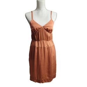 J. Crew 100% silk empire waist mini dress Y2k copper